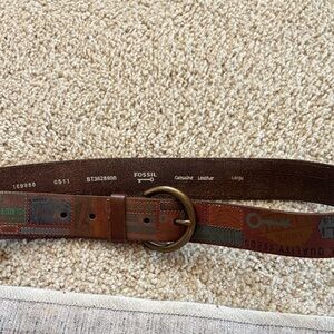 Fossil Multicolor Leather Belt with Brass Buckle